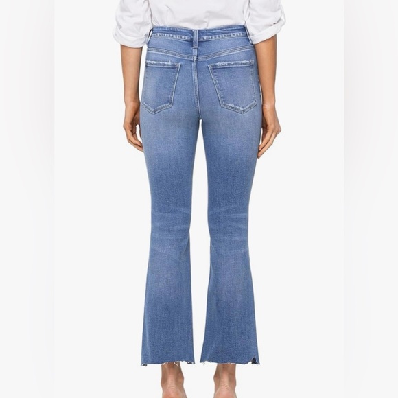 Women's Flying Monkey Kick Flare Blue Distressed Jeans 26 - Picture 4 of 10